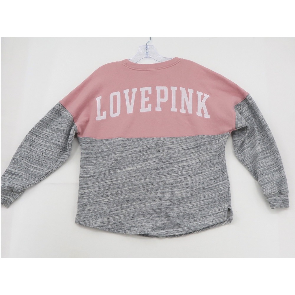Victoria's Secret PINK Sweatshirt Womens XS Pink Gray Colorblock Crewneck Fleece